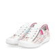 Mehrfarbige remonte Damen Schnürschuhe R1402-80 mit einem Reißverschluss. Schuhpaar seitlich schräg.