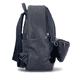 Sac à dos remonte Q0533-14 en bleu avec une poignée pour l'attacher à la poignée de valise et un sac banane amovible. Côté droit.