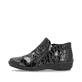 Schwarze remonte Damen Kurzstiefel R7674-04 mit einem Reißverschluss. Schuh Außenseite.