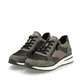 Bronzene vegane remonte Damen Sneaker D1G08-90 mit einem Reißverschluss. Schuhpaar seitlich schräg.