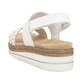 Weiße remonte Riemchensandalen D0Q56-80 mit einem Klettverschluss. Schuh von hinten.