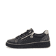 Baskets basses remonte noires pour femme D2E00-03 avec fermeture éclair. Côté extérieur de la chaussure.