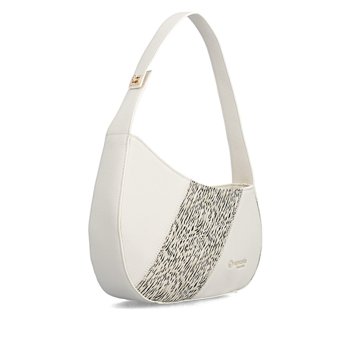 Sac à main remonte Q0672-61 beige avec bretelles ajustables. Côté gauche.