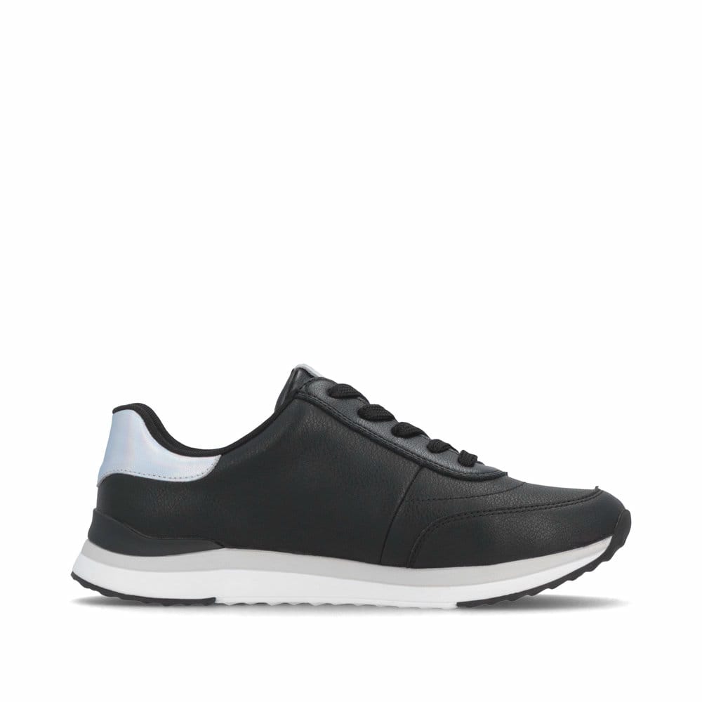 Schwarze remonte Damen Sneaker Low D3F00-03 mit einem Reißverschluss. Schuh Innenseite.
