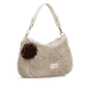 remonte Handtasche Q0721-60 in Beige mit kurzem und langem Riemen, rotem Innenfutter und Reißverschluss am Hauptfach. Linksseitig.