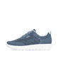 Mocassins remonte bleus pour femme D2V04-12 avec bande élastique. Côté extérieur de la chaussure.