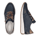 Baskets basses remonte bleues pour femmes D0H11-15 avec fermeture éclair. Chaussure vue de dessus, couchée.