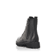 Schwarze remonte Damen Schnürstiefel D8671-01 mit einem Reißverschluss. Schuh von hinten.