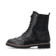 Schwarze remonte Damen Schnürstiefel D2Q73-00 mit einem Reißverschluss. Schuh Außenseite.