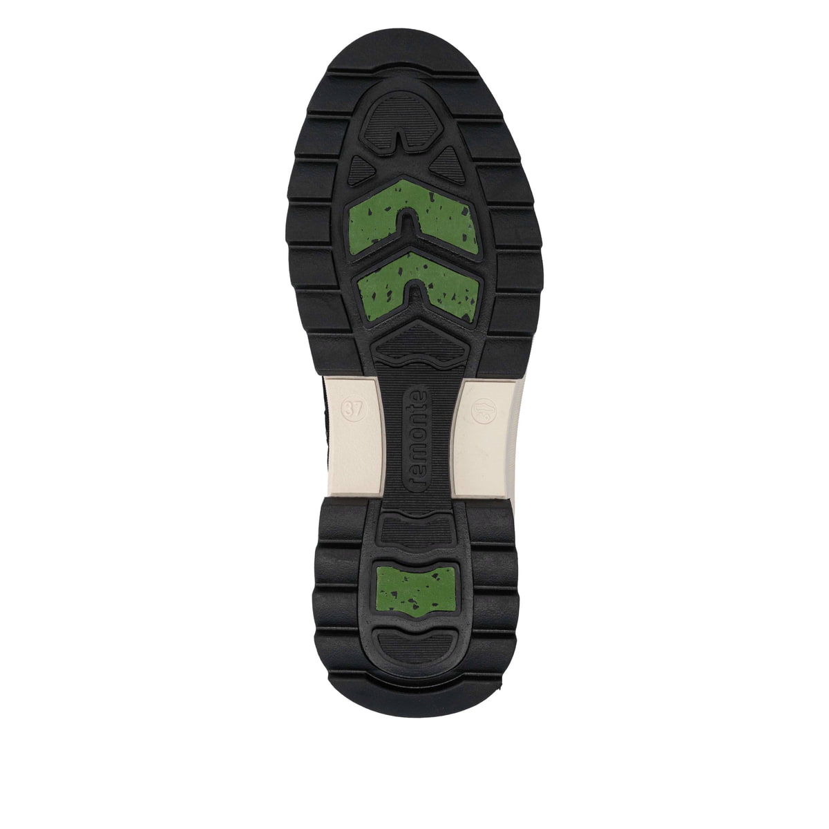 Schwarze remonte Damen Schnürstiefel D2B76-03 mit griffiger Glass-Fibre Sohle. Schuh Laufsohle.