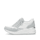 Blaue vegane remonte Damen Sneaker Low D0T01-12 mit einem Reißverschluss. Schuh Außenseite.
