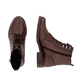 Braune remonte Damen Stiefeletten D0F82-22 mit einem Reißverschluss. Schuh von oben, liegend.