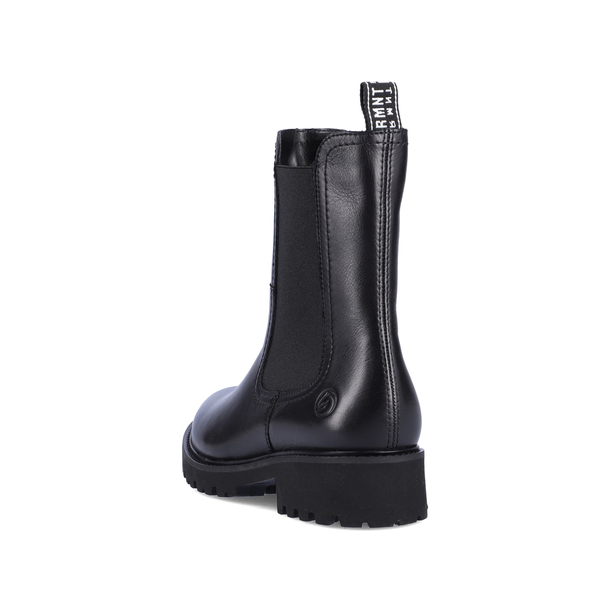 Chelsea Boots remonte noires pour femme D8694-00 avec fermeture éclair. Chaussure vue de dessus.