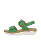 Smaragdgrüne remonte Damen Riemchensandalen R6853-53 mit einem Klettverschluss. Schuh Außenseite.