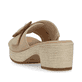 Lehmbeige remonte Damen Pantoletten D0N56-60 mit einem Klettverschluss. Schuh von hinten.