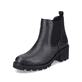 
Tiefschwarze remonte Damen Chelsea Boots D0A70-01 mit Reißverschluss sowie Blockabsatz. Schuh seitlich schräg