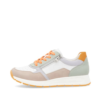 Weiße remonte Damen Sneaker Low D2G00-80 mit Reißverschluss sowie Komfortweite G. Schuh Außenseite.