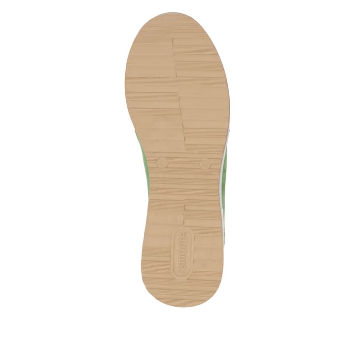 Grüne remonte Damen Loafer D1G11-52 mit Gummizug sowie gepolsterter Einlegesohle. Schuh Laufsohle.