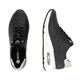 Schwarze remonte Damen Sneaker Low D2H01-03 mit einem Reißverschluss. Schuh von oben, liegend.