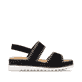 Schwarze remonte Riemchensandalen D3P50-02 mit handgestickten Nähten. Schuh Innenseite.