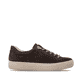 Baskets basses remonte marron pour femmes D0920-25 avec fermeture éclair. Côté intérieur de la chaussure.