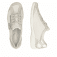 Beige vegane remonte Damen Schnürschuhe R3408-61 mit einem Reißverschluss. Schuh von oben, liegend.