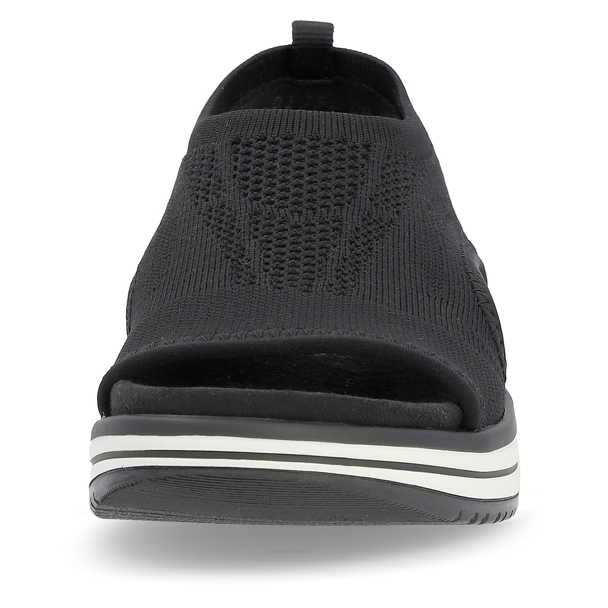 Schwarze remonte Damen Riemchensandalen D1J52-00 mit einem Elastikeinsatz. Schuh von vorne.