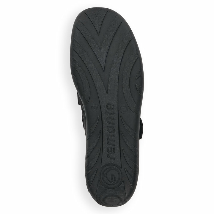Schwarze remonte Ballerinas R3510-03 mit Klettverschluss sowie Komfortweite G. Schuh Laufsohle.