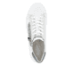 Perlweiße vegane remonte Damen Sneaker D0J03-80 mit einem Reißverschluss. Schuh von oben.