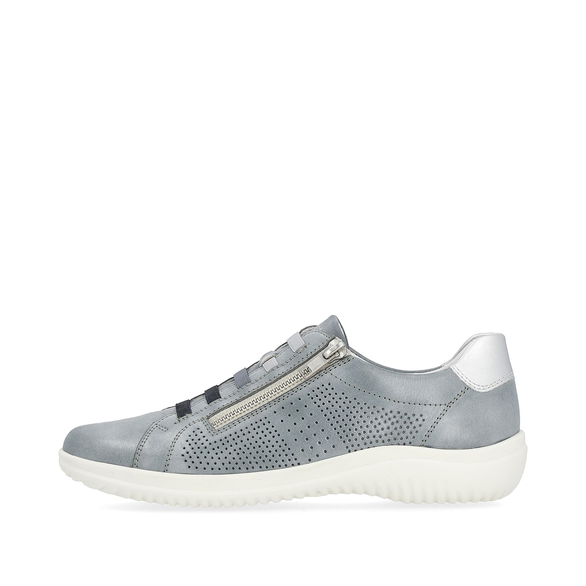 Blaue remonte Damen Schnürschuhe D1E02-14 mit einem Reißverschluss. Schuh Außenseite.