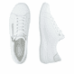 Weiße remonte Damen Schnürschuhe D1E03-81 mit einem Reißverschluss. Schuh von oben, liegend.