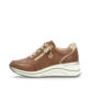Braune remonte Damen Sneaker D0T03-24 mit remonte Anhänger sowie Reißverschluss. Schuh Außenseite.