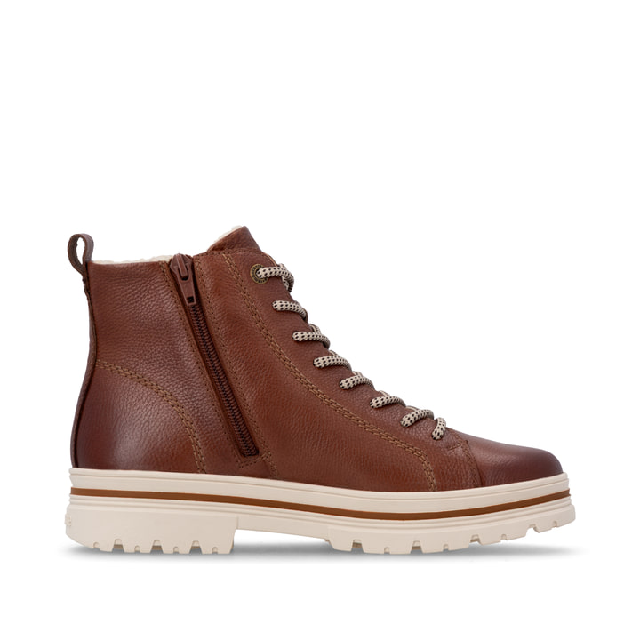 Braune remonte Damen Schnürstiefel D2U75-24 mit wasserabweisender TEX-Membran. Schuh Innenseite.
