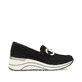 Schwarze remonte Damen Loafer D0T12-02 mit einem Gummizug sowie der Extraweite H. Schuh Innenseite.