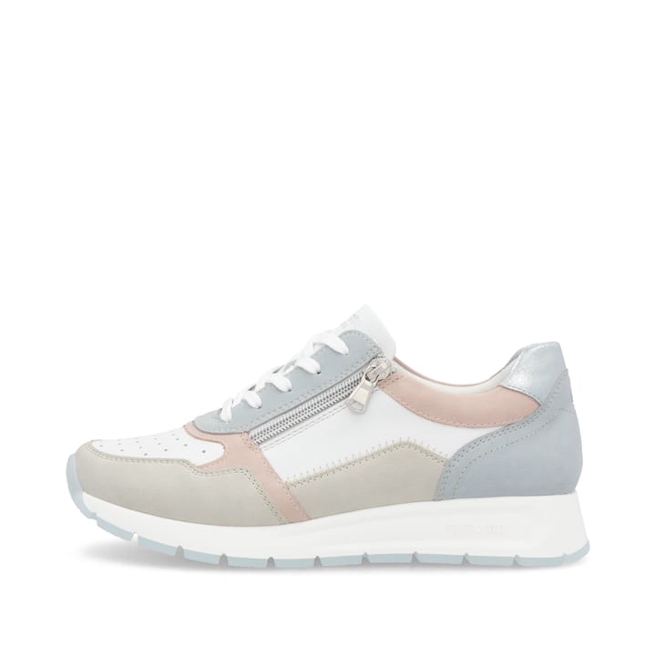 Weiße remonte Damen Sneaker Low D2G00-81 mit Reißverschluss sowie Komfortweite G. Schuh Außenseite.