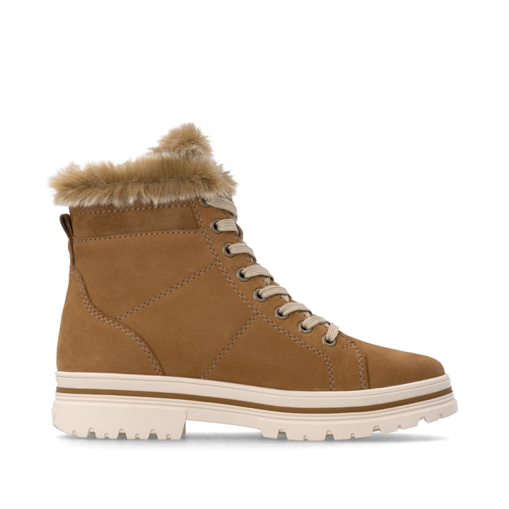 Cognacfarbene remonte Damen Schnürstiefel D2U73-22. Schuh Innenseite.