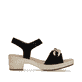 Schwarze remonte Riemchensandaletten D0N55-02 mit einem Klettverschluss. Schuh Innenseite.