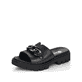 
Graphitschwarze remonte Damen Pantoletten D7952-00 mit einer dämpfenden Sohle. Schuh seitlich schräg