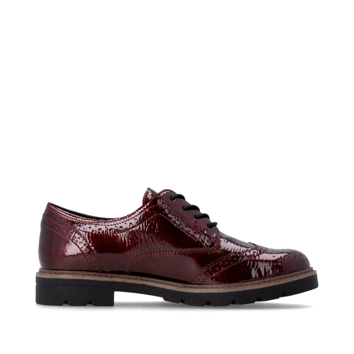 Weinrote remonte Damen Schnürschuhe D2Q04-35 mit einer gepolsterten Einlegesohle. Schuh Innenseite.