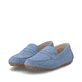 Blaue remonte Damen Loafer D3K00-14 mit einer herausnehmbaren Einlegesohle. Schuhpaar seitlich schräg.