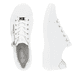Weiße remonte Damen Schnürschuhe D1E00-81 mit einem Reißverschluss. Schuh von oben, liegend.