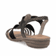 Graue remonte Riemchensandalen R3605-45 mit einem Gummizug sowie griffiger Sohle. Schuh von hinten.