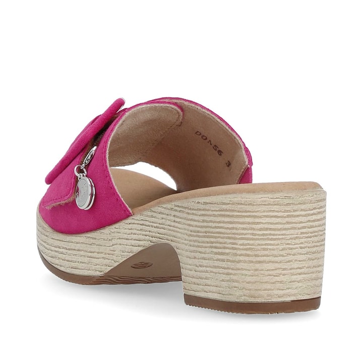 remonte mules roses femmes D0N56-31 avec une fermeture velcro. Chaussure vue de l'arrière.