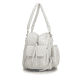 Sac à main remonte Q0769-60 blanc avec finitions métalliques et fermeture éclair. Côté droit.
