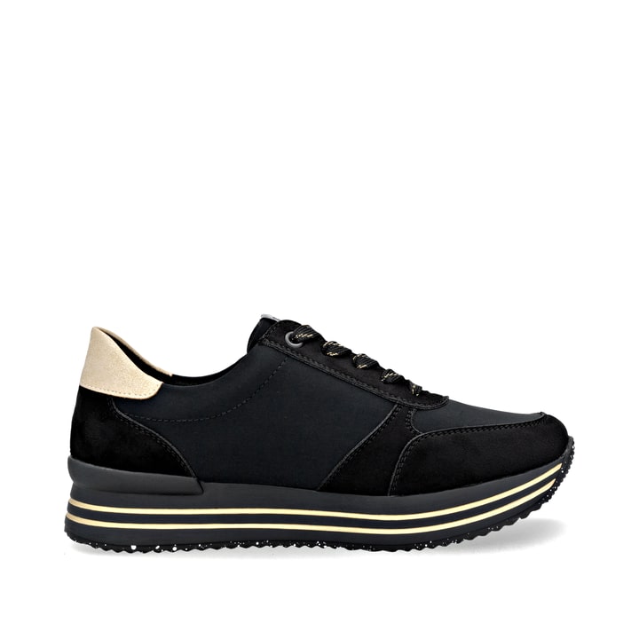Schwarze remonte Damen Sneaker D1330-03 mit Reißverschluss sowie Komfortweite G. Schuh Innenseite.