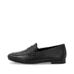 Schwarze remonte Damen Loafer D0K02-01 mit einem Gummizug. Schuh Außenseite.