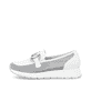 Weiße remonte Damen Loafer D2G02-80 mit einem Gummizug sowie der Komfortweite G. Schuh Außenseite.