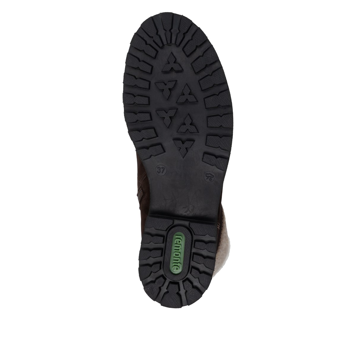 Dunkelbraune remonte Hochschaftstiefel D8474-25. Schuh Laufsohle.