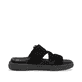 Schwarze remonte Damen Pantoletten D2N53-02 mit einem Klettverschluss. Schuh Innenseite.