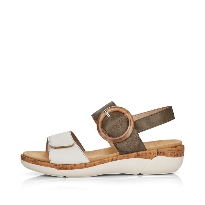 
Olivgrüne remonte Damen Riemchensandalen R6853-54 mit einer leichten Profilsohle. Schuh Außenseite